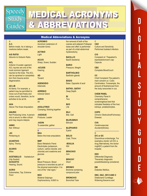 Title details for Medical Abbreviations & Acronyms by Speedy Publishing - Available